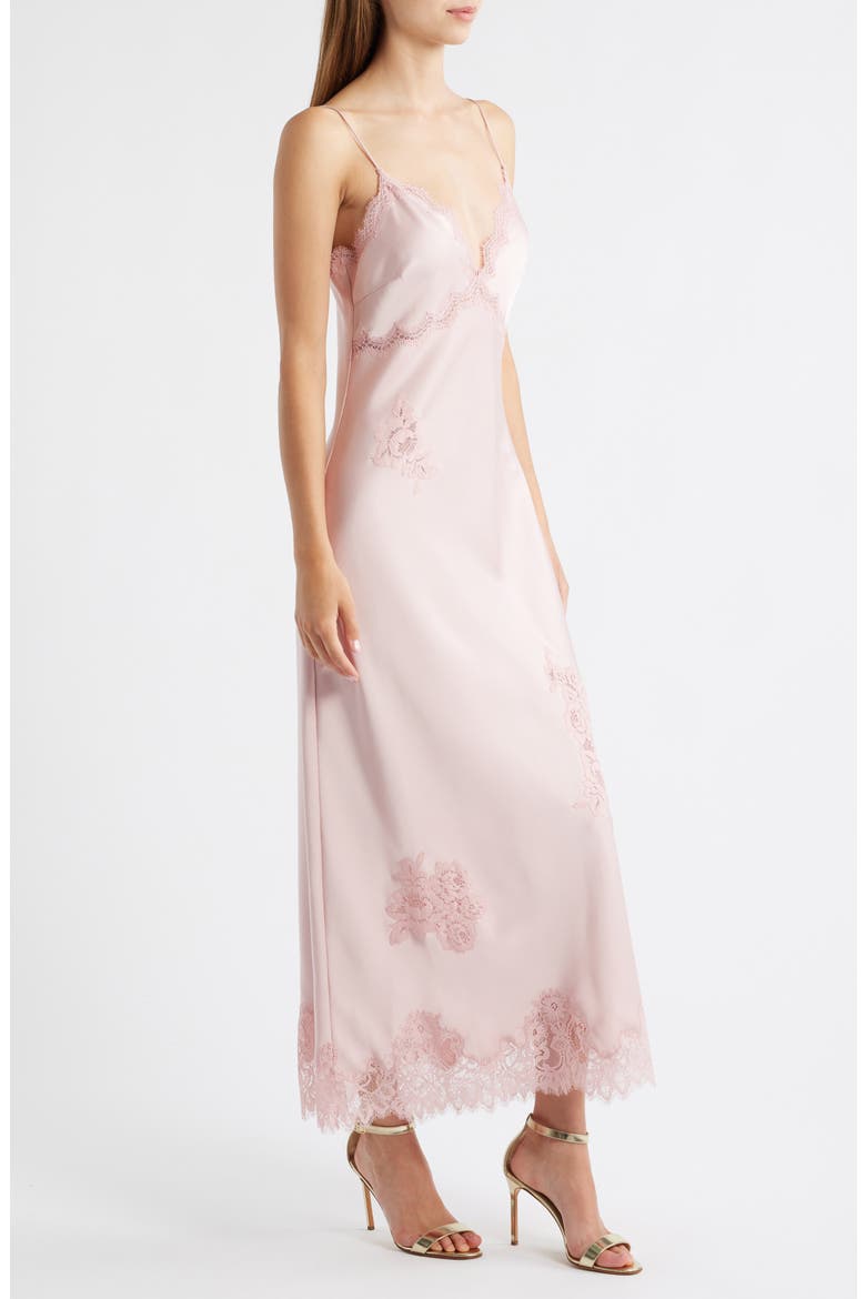 Sorone Lace Trim Satin Maxi Slipdress, Alternate, color, QUARTZ