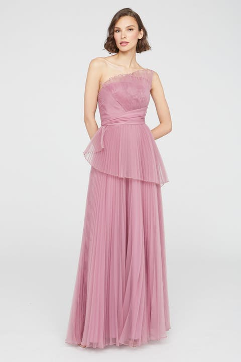 Delphine Pleated Organza Gown