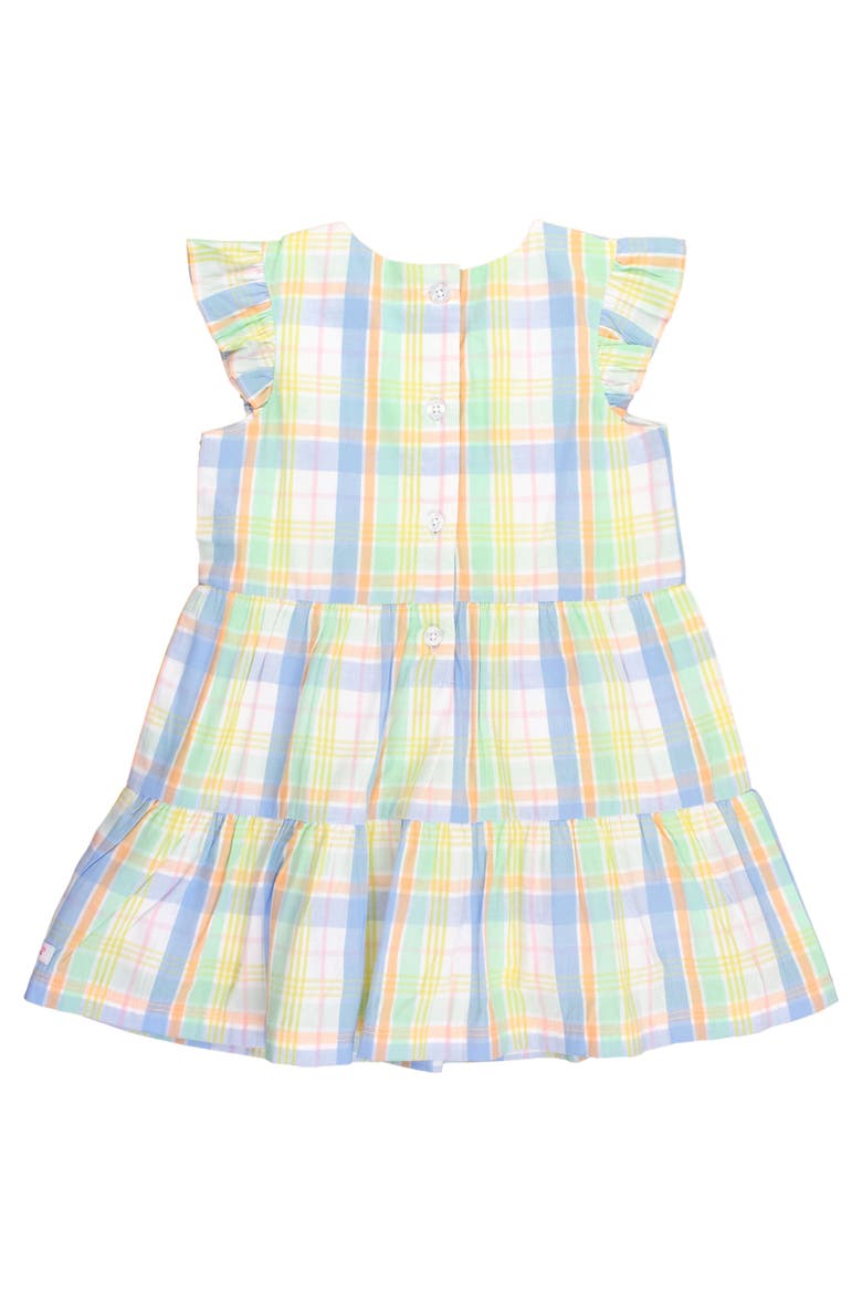 Girls Flutter Sleeve Tiered Dress, Alternate, color, Clubhouse Rainbow Plaid