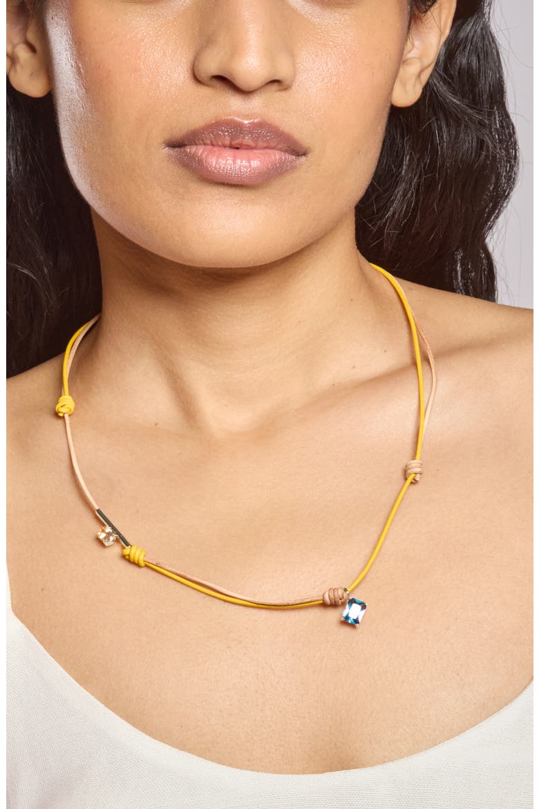 Crystal Knot Cubic Zirconia Necklace, Alternate, color, GOLD/ YELLOW/ MULTI