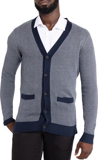 トップス herringbone cardigan navy XRAY Herringbone V-Neck Button Front Cardigan | Nordstromrack