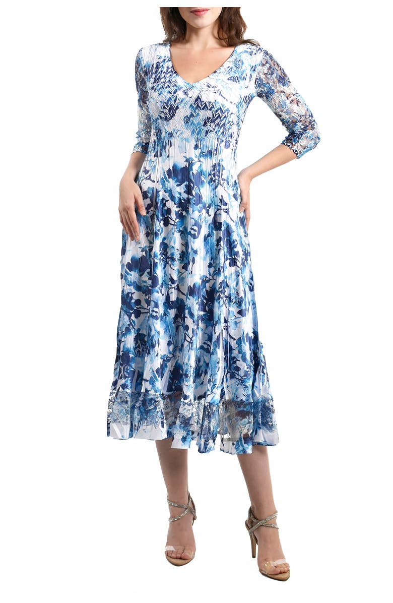 Komarov Greecian Vines Printed Dress, Main, color, Santoirini