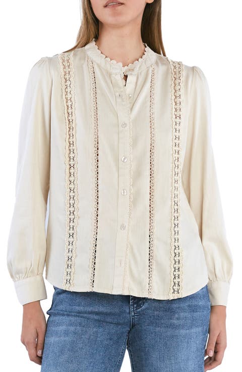 Sweet Confection Lace Inset Button-Up Shirt