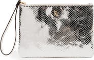 Frances Valentine Snakeskin Embossed Metallic Leather Wristlet