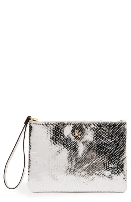 Frances Valentine Snakeskin Embossed Metallic Leather Wristlet In Silver