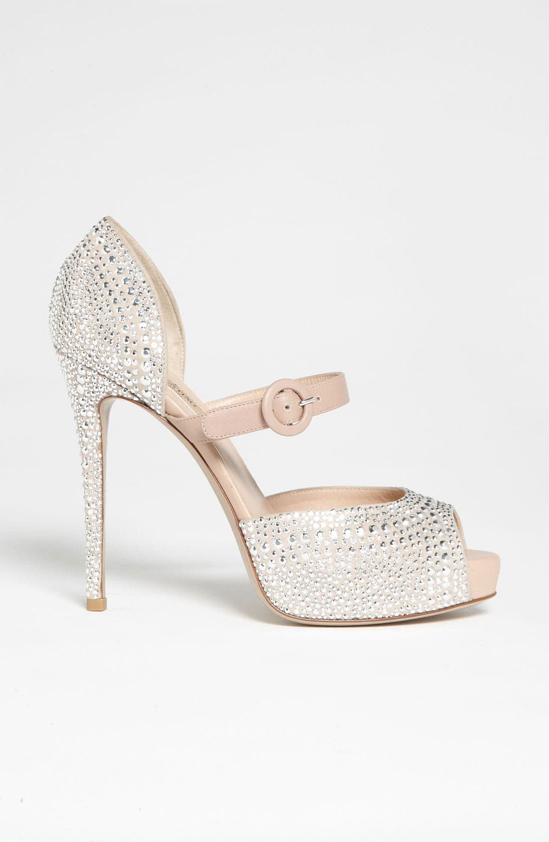 Valentino 'Microstud' Mary Jane Pump, Alternate, color, SILVER/ NUDE