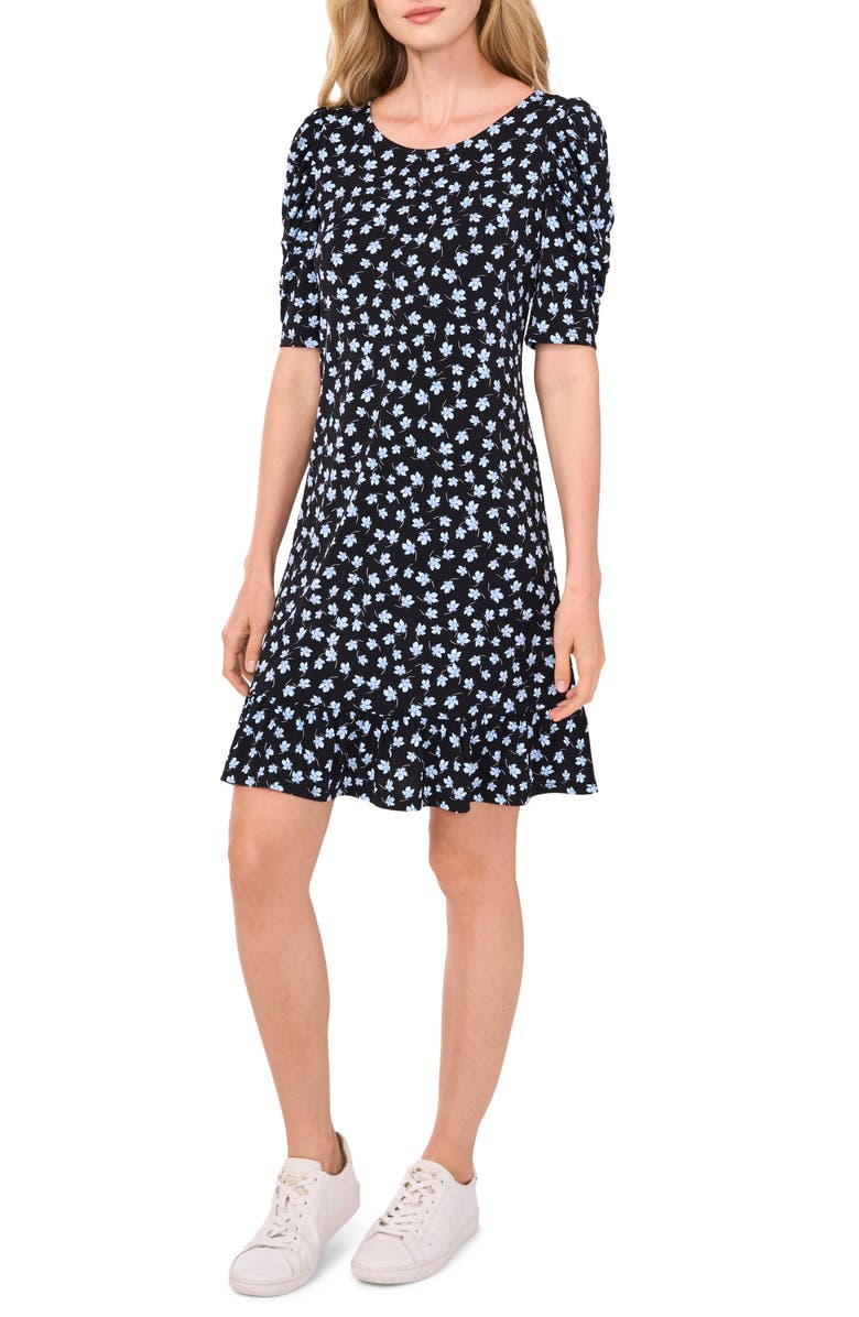 CeCe Floral Puff Sleeve Jersey Dress, Main, color, 