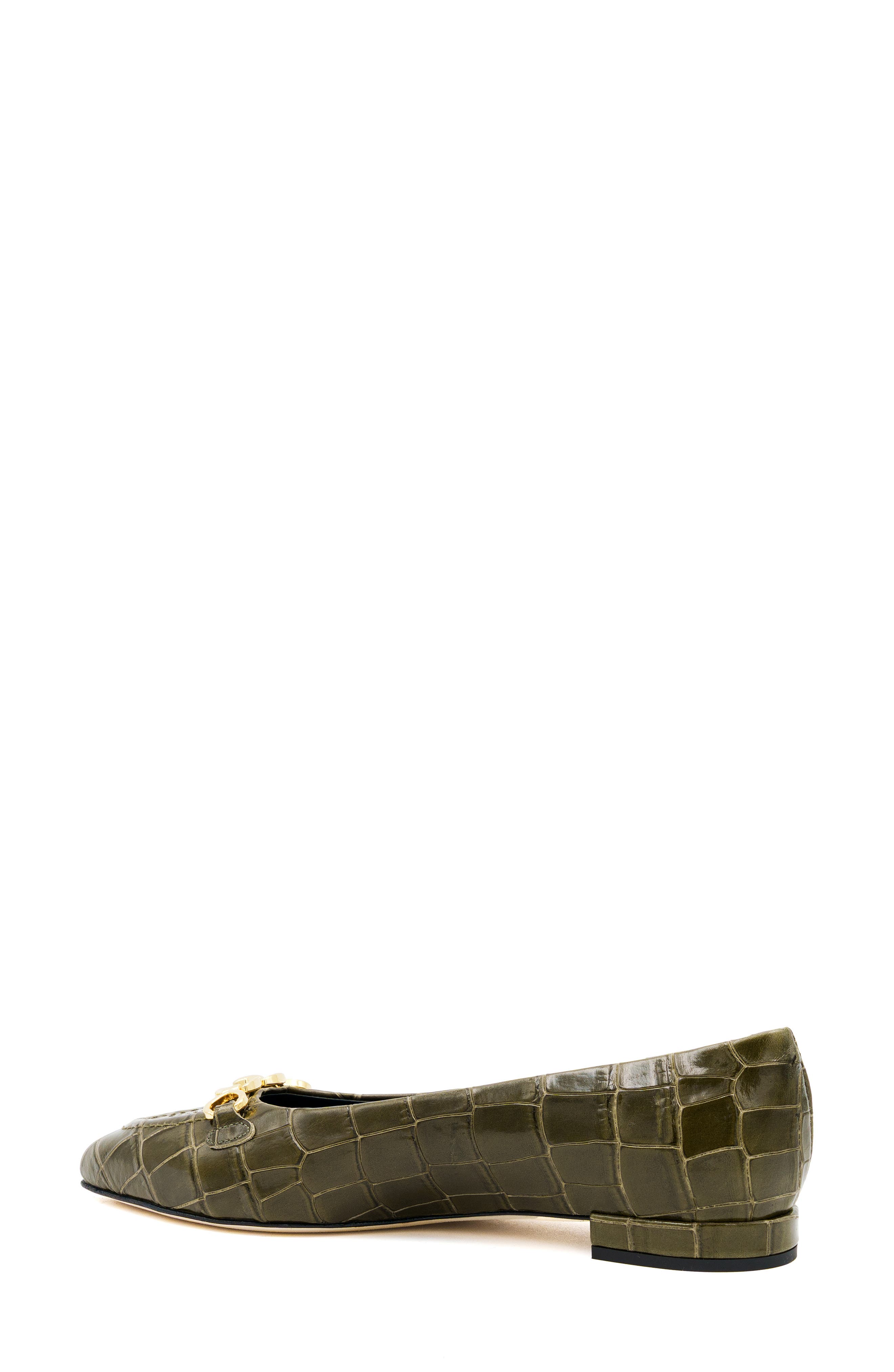 Tappeto Croc Embossed Leather Skimmer Flat, Alternate, color, OLIVA