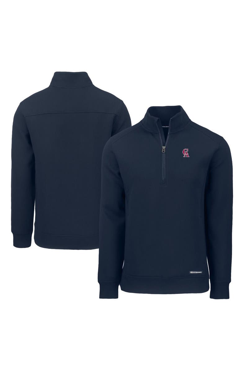Cutter & Buck Men's Cutter & Buck  Navy Los Angeles Angels Cooperstown Collection Roam Eco Recycled Quarter-Zip Pullover, Main, color, 