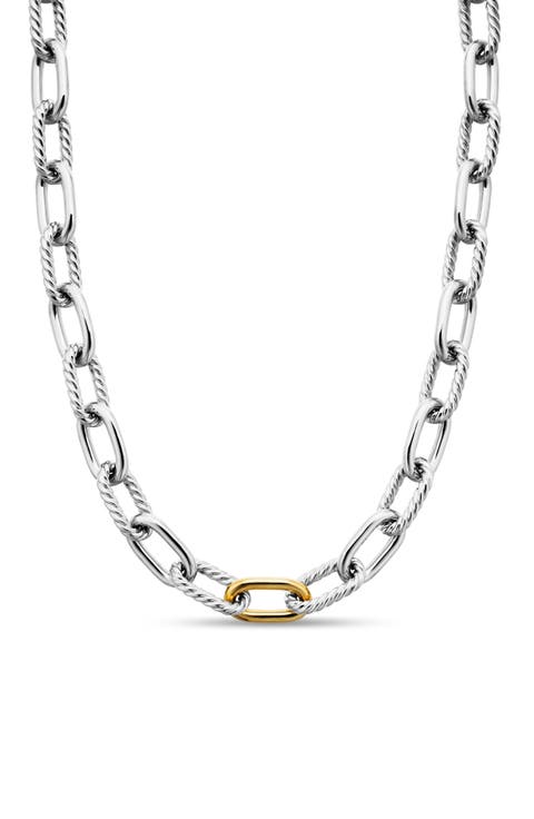DY Madison® Chain Necklace in Sterling Silver with 18K Yellow Gold, 11mm