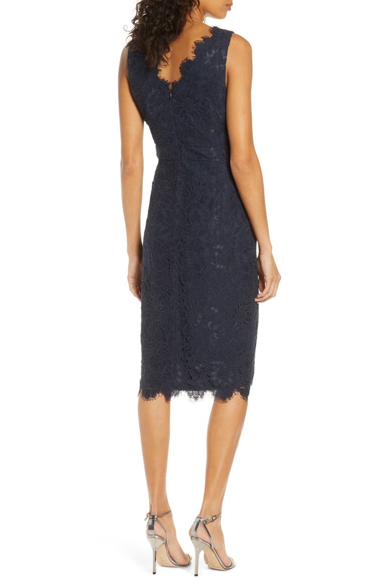 Tulip Hem Lace Cocktail Dress, Alternate, color, NAVY