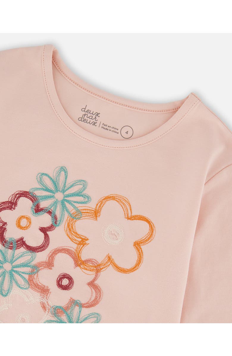 Deux par Deux Organic Cotton Long Sleeve T-Shirt with Big Flowers, Alternate, color, Light Pink