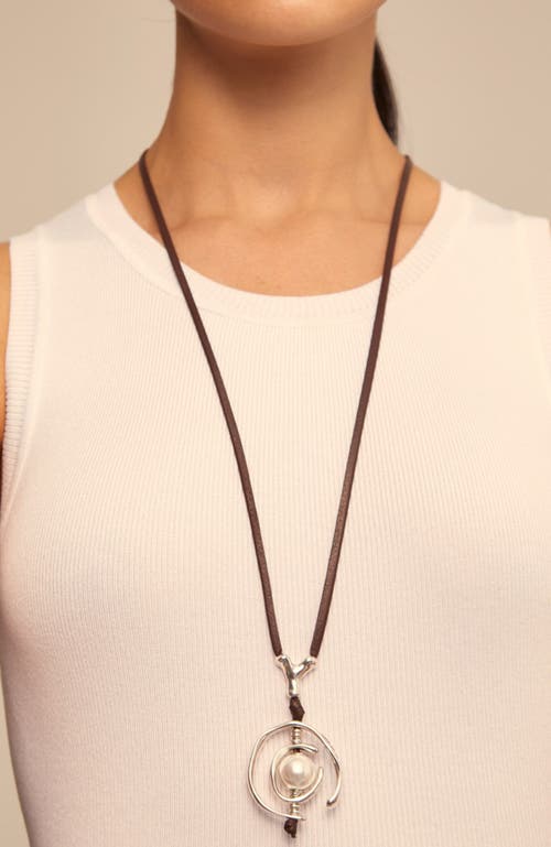 Unode50 Pearl  Leather Necklace In Black