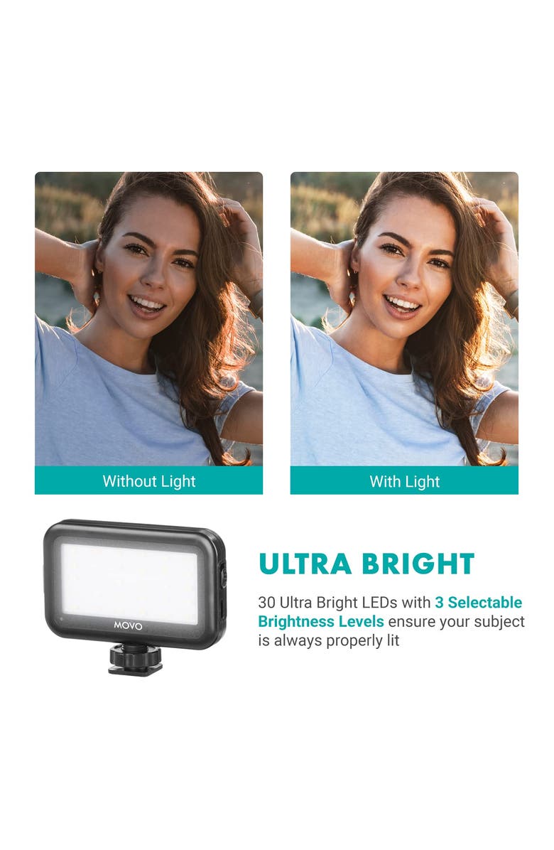 MOVO uVlogger Vlogging Kit for iPhone 15 and up with Light, Mic, Phone Mount, Tripod, Alternate, color, Black