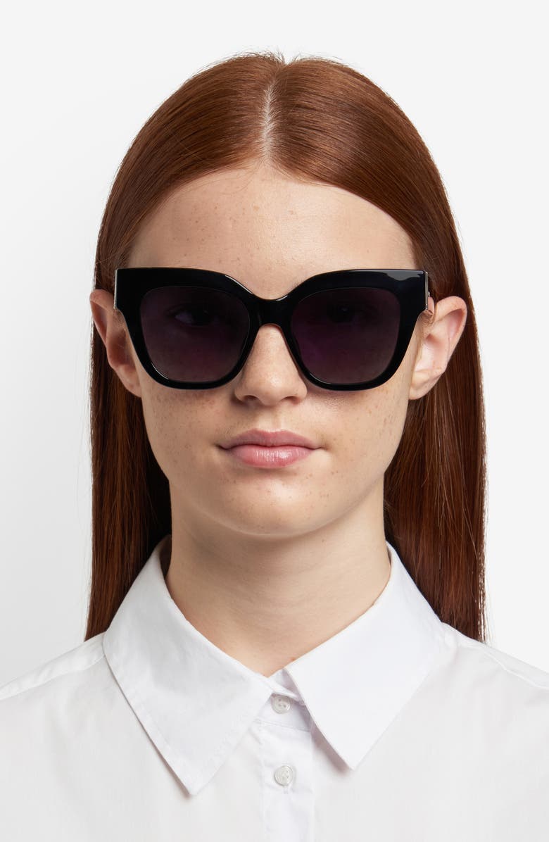 Fossil 51mm Gradient Cat Eye Sunglasses, Alternate, color, Black/ Dark Grey Sf