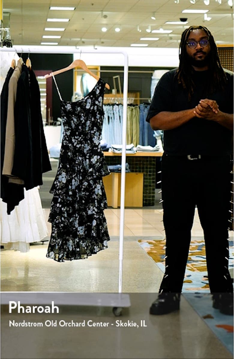 Brigette Floral One-Shoulder Tiered Midi Dress, sales video thumbnail