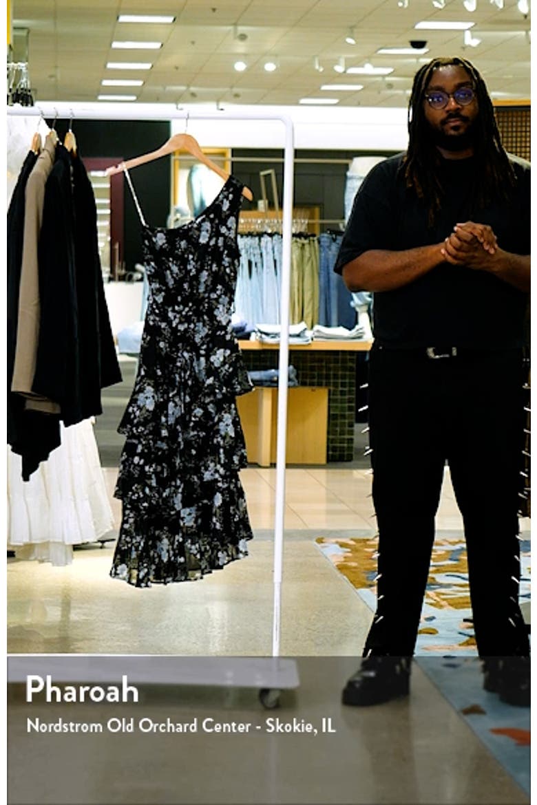 Brigette Floral One-Shoulder Tiered Midi Dress video