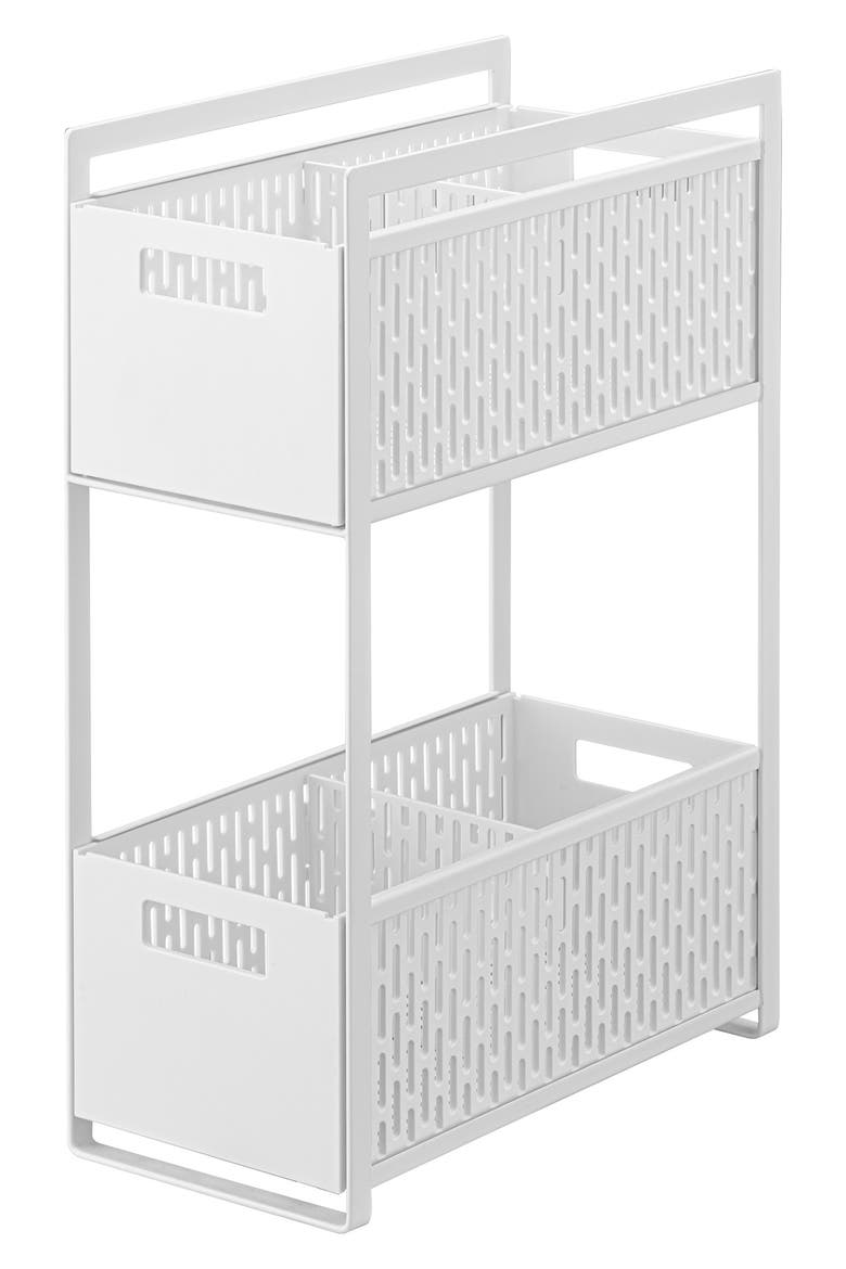 2-Tier Cabinet Storage Basket, Main, color, WHITE