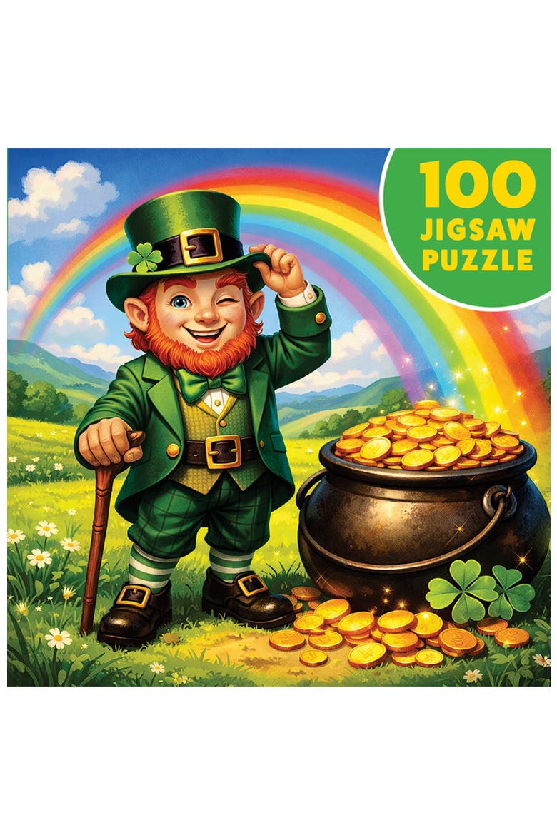 St. Patrick's Day 100 Piece Puzzle - Shamrock Wishes - 10"x10", Alternate, color, Multicolor