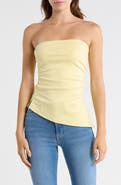 Madden Girl Asymmetric Side Ruched Split Hem Tube Top