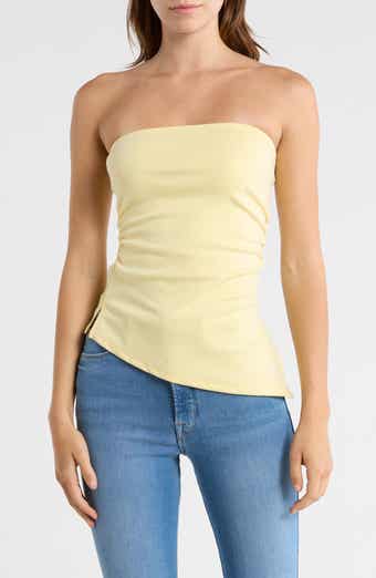 Madden Girl Asymmetric Side Ruched Split Hem Tube Top