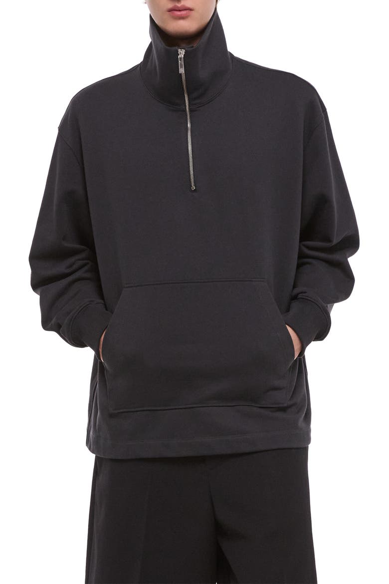 Quarter Zip Sweatshirt, Alternate, color, VINTAGE BLACK