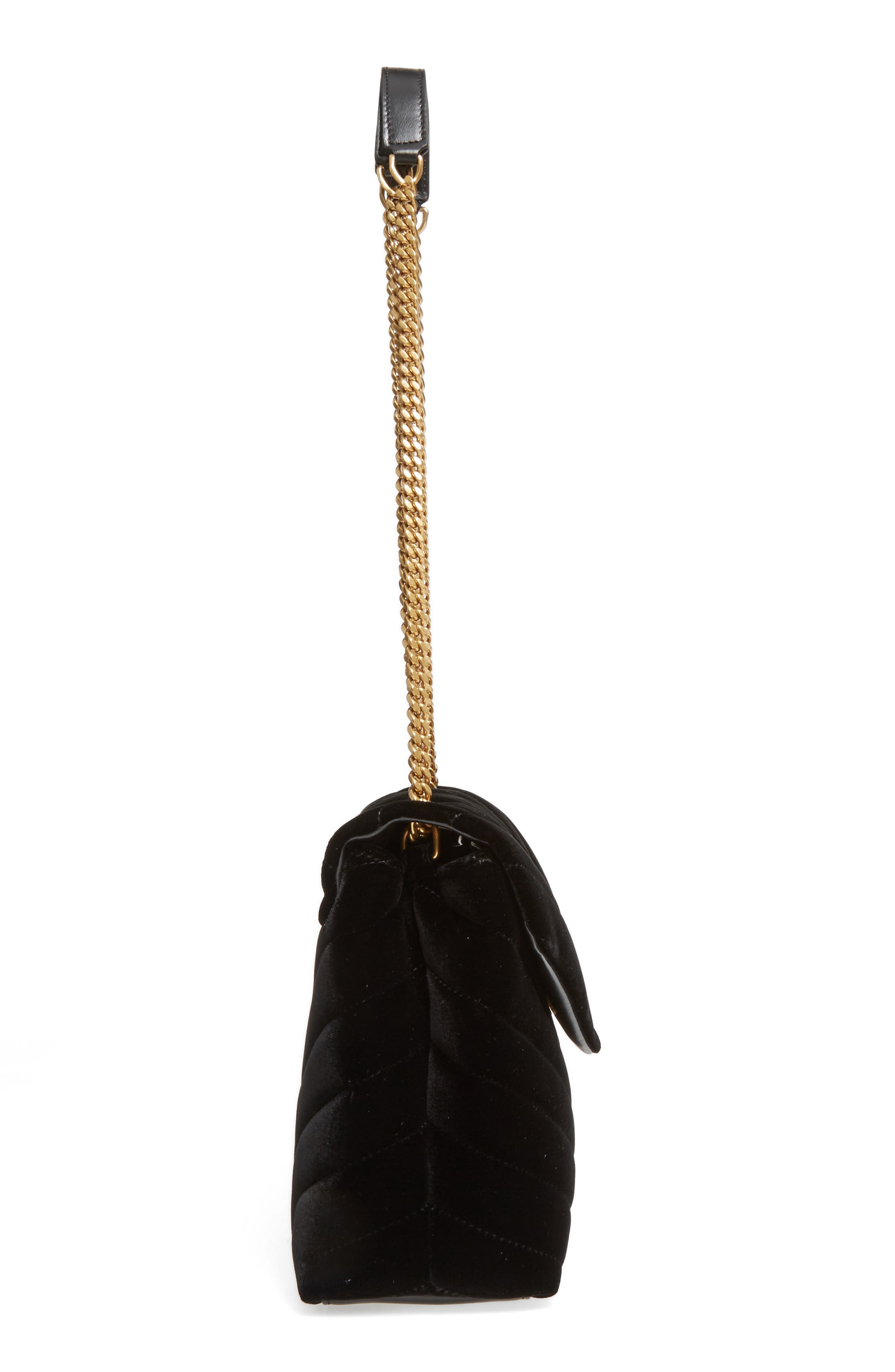 Saint Laurent Small Loulou Matelassé Velour Shoulder Bag, Alternate, color, 