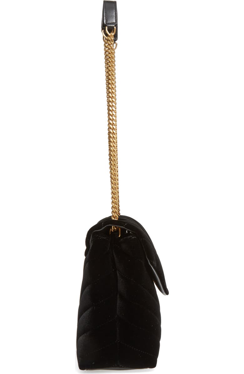 Saint Laurent Small Loulou Matelassé Velour Shoulder Bag, Alternate, color,