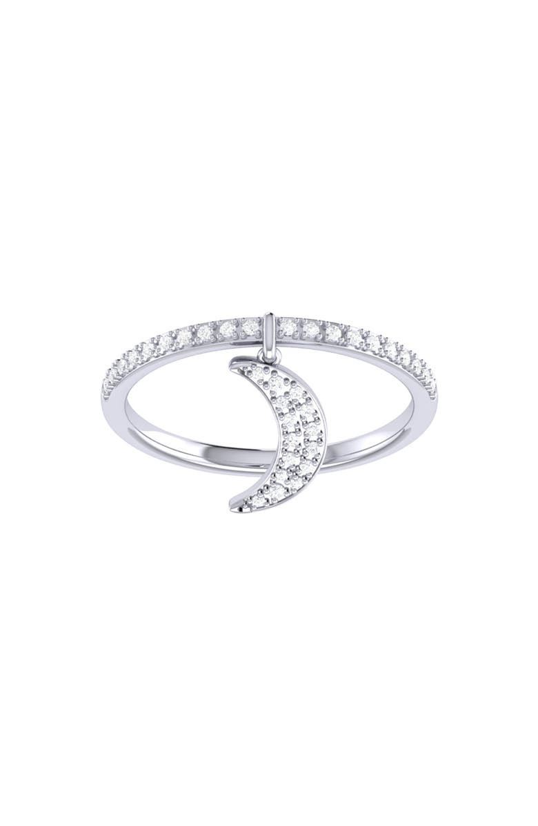 LuvMyJewelry Moonlit Sterling Silver Diamond Charm Ring, Main, color, 