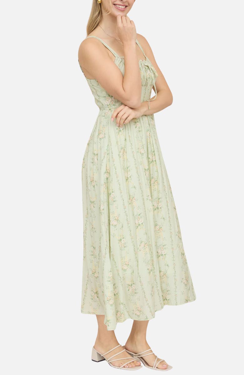 Blu Pepper Floral Print Sleeveless Maxi Dress, Alternate, color, Lime Multi