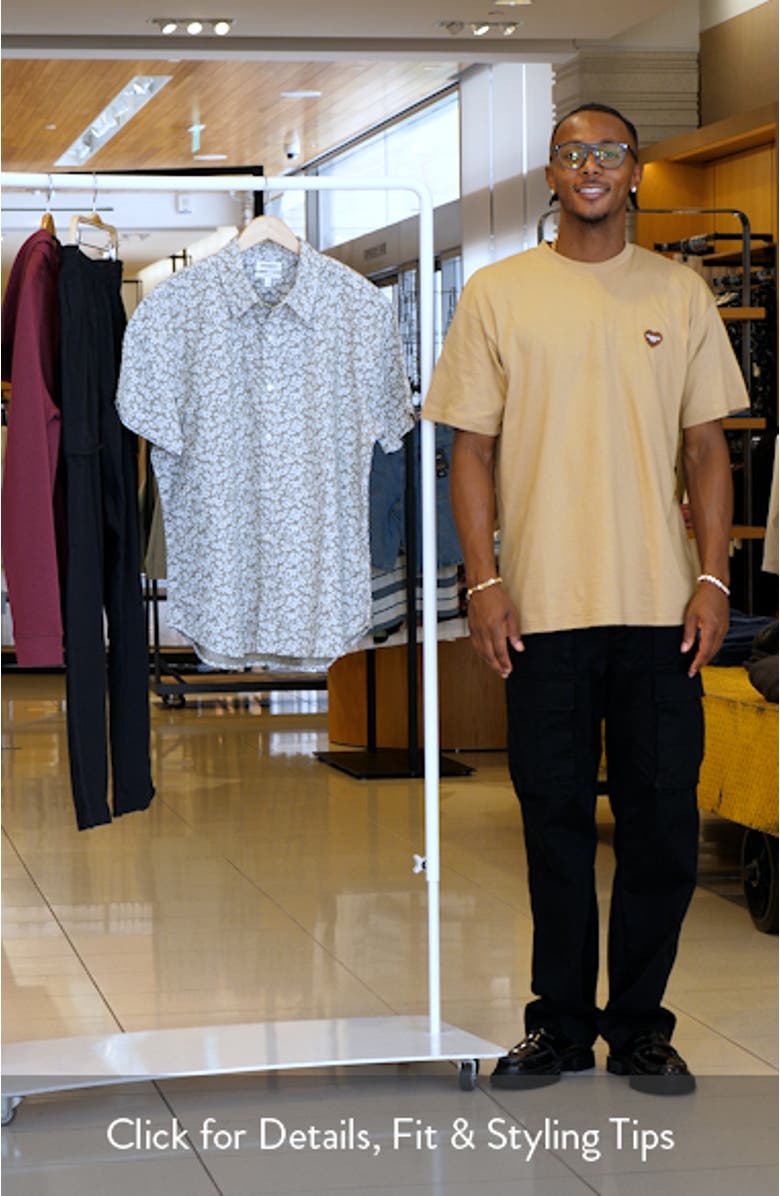 Riviera Slim Fit Floral Short Sleeve Stretch Cotton Button-Up Shirt, sales video thumbnail