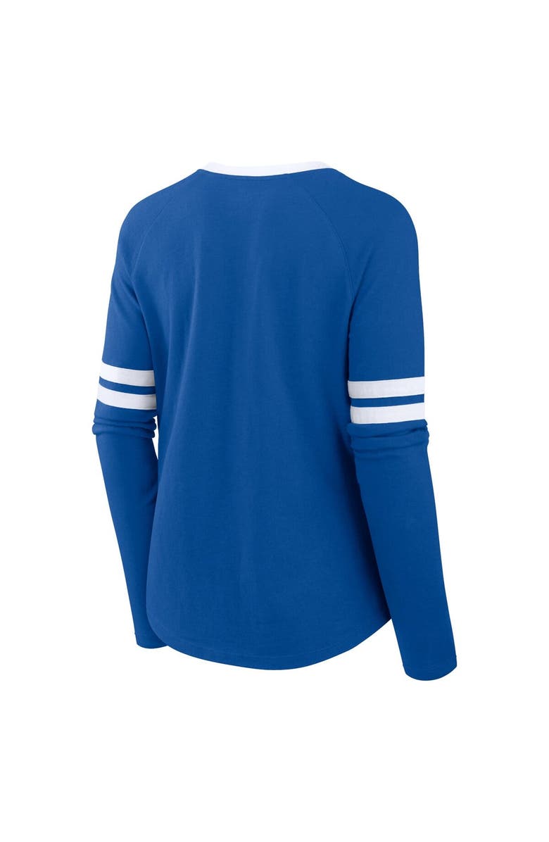 FANATICS Women's Fanatics Royal Los Angeles Dodgers Won & Done Raglan Lace-Up Long Sleeve T-Shirt, Alternate, color, Royal
