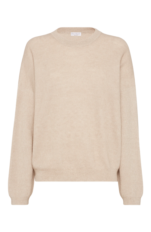 Brunello Cucinelli Ribbed Sweater In Cool Beige