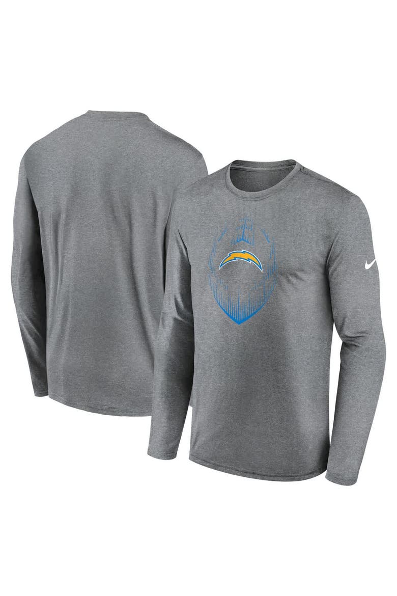 Men's Nike Heather Gray Los Angeles Chargers Legend Icon Long Sleeve T-Shirt, Main, color, Heather Gray
