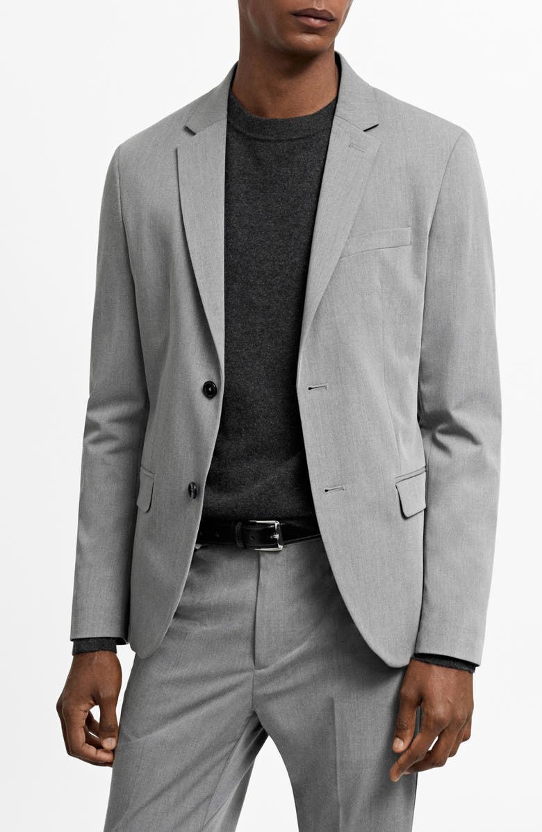 MANGO Superslim Fit Grey Stretch Sport Coat, Main, color, 
