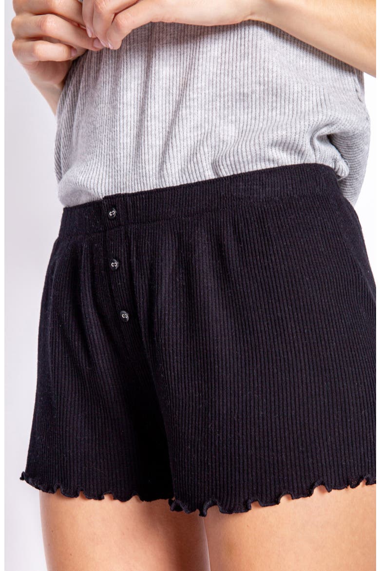 Text Essential Pajama Shorts, Alternate, color, BLACK