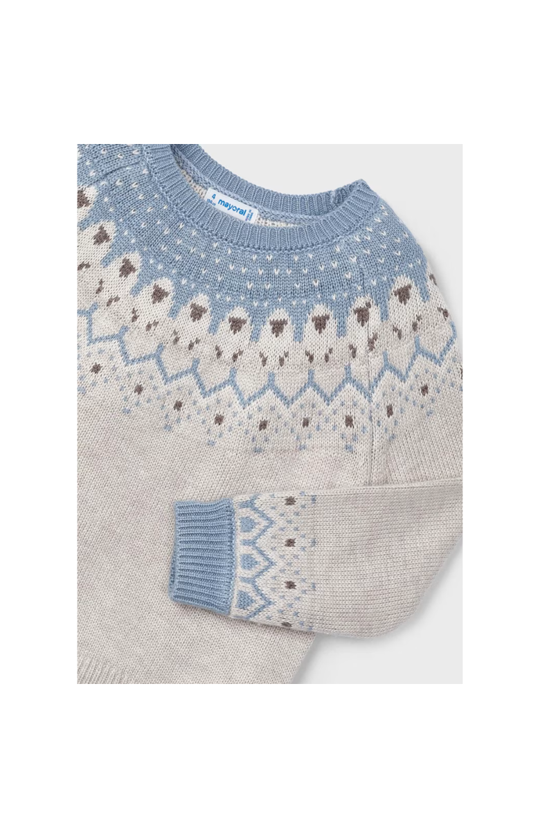 Mayoral Jacquard Border Sweater, Alternate, color, White