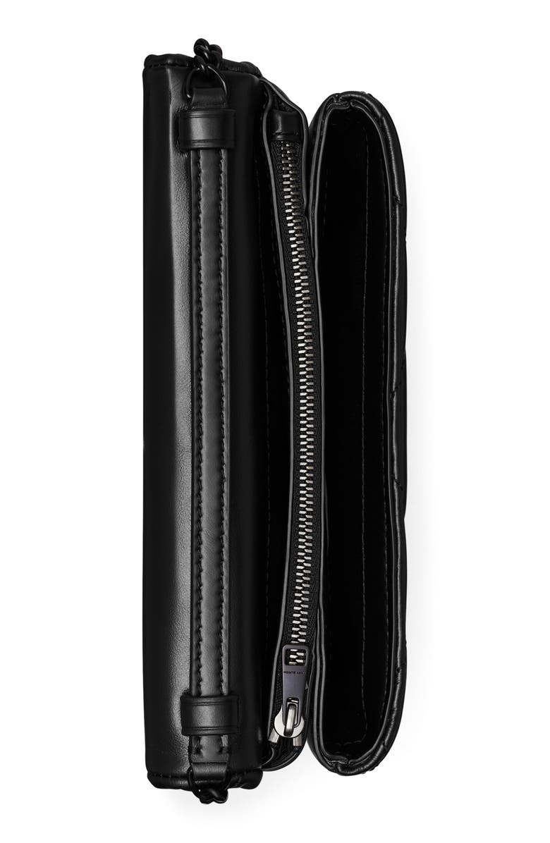 Tory Burch Kira Diamond Quilted Wallet on a Chain, Alternate, color, Black