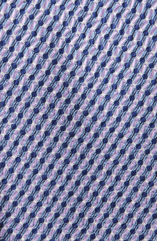 Brioni Geometric Pattern Silk Tie In Blue Lilac
