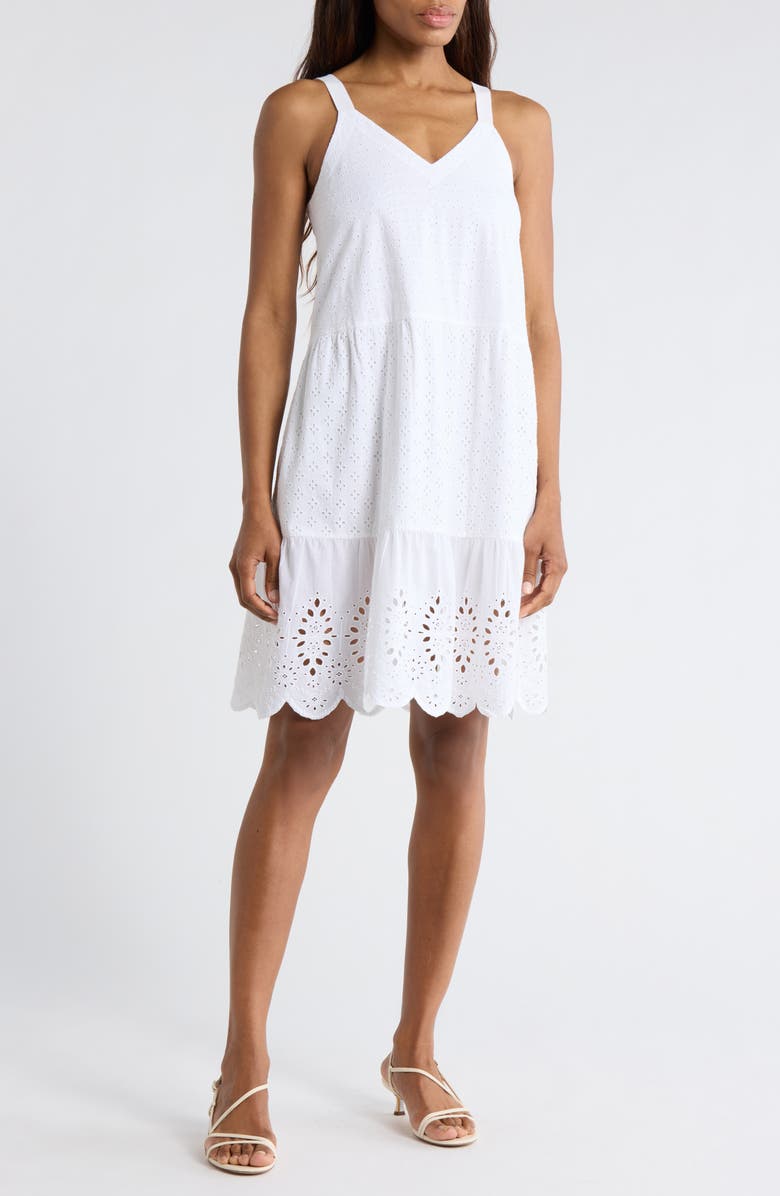 Splendid Napa Cotton Eyelet Sundress, Main, color, White