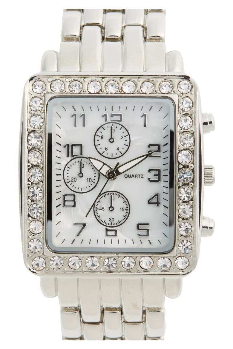 Crystal Bezel Watch, 30mm, Main, color, SILVER/ CRYSTAL