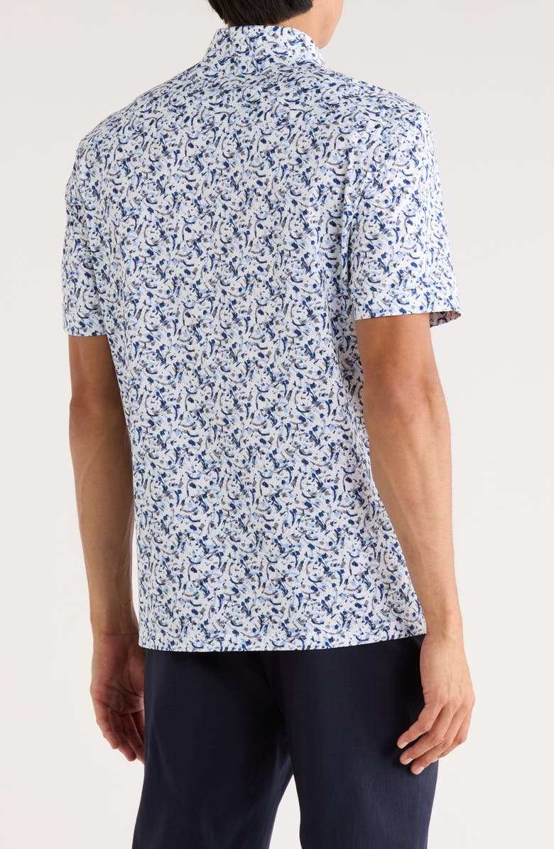Bugatchi Miles OoohCotton<sup>®</sup> Short Sleeve Button-Up Shirt, Alternate, color, Navy