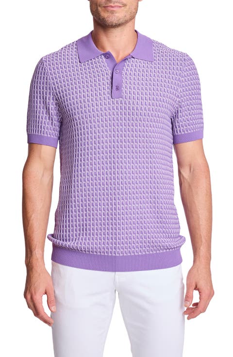Trim Fit Geometric Knit Polo