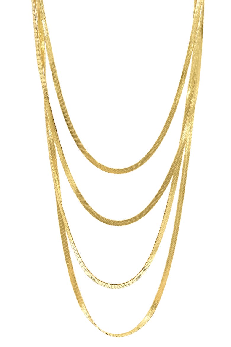 Davinci Layered Herringbone Chain Necklace, Main, color, YELLOW