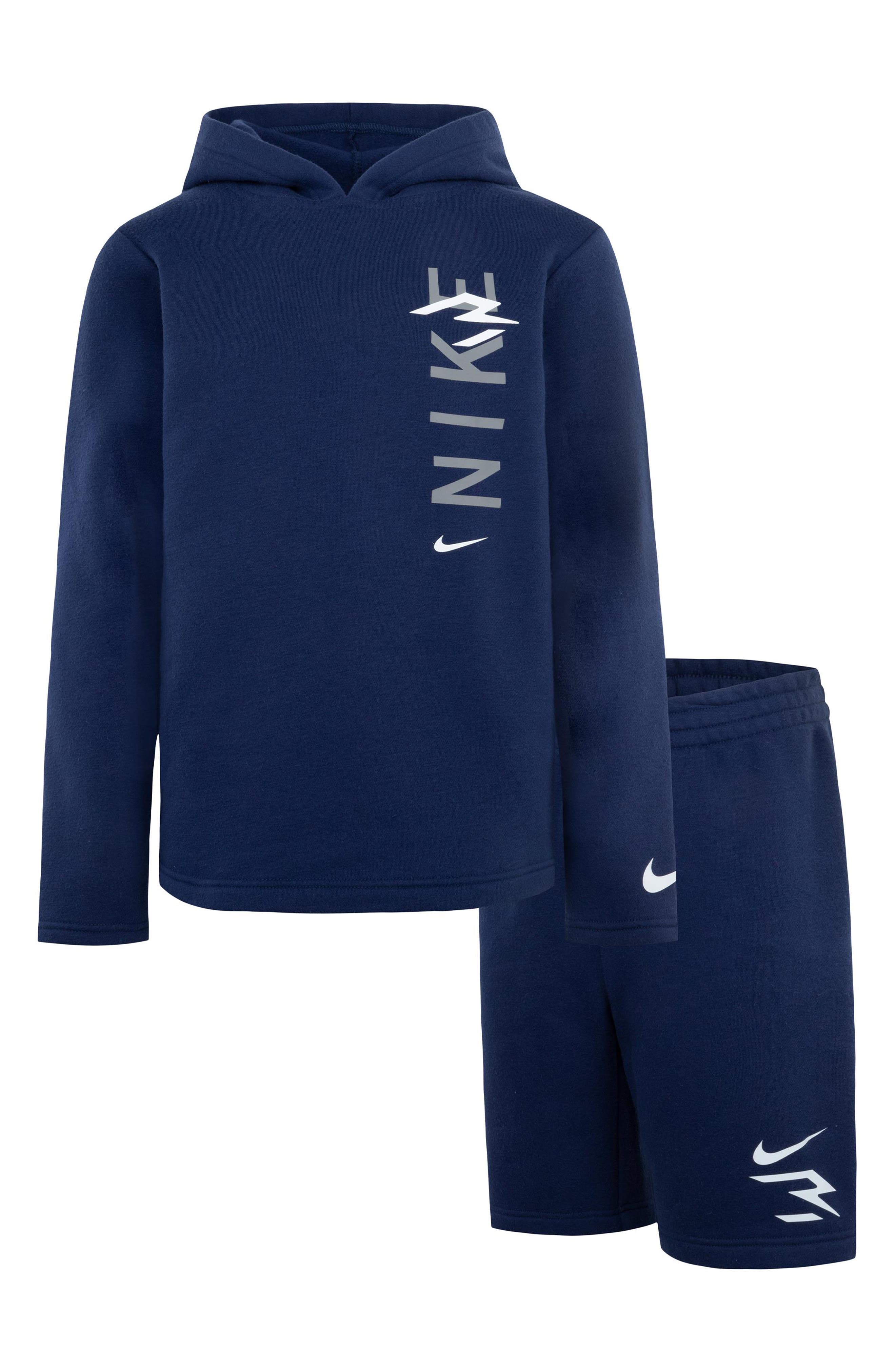 3 Brand Kids' Logo Pullover Hoodie & Shorts Set