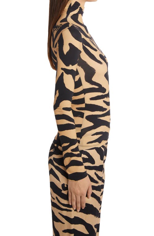 Off-white Zebra Print Logo Turtleneck Top In Beige Black