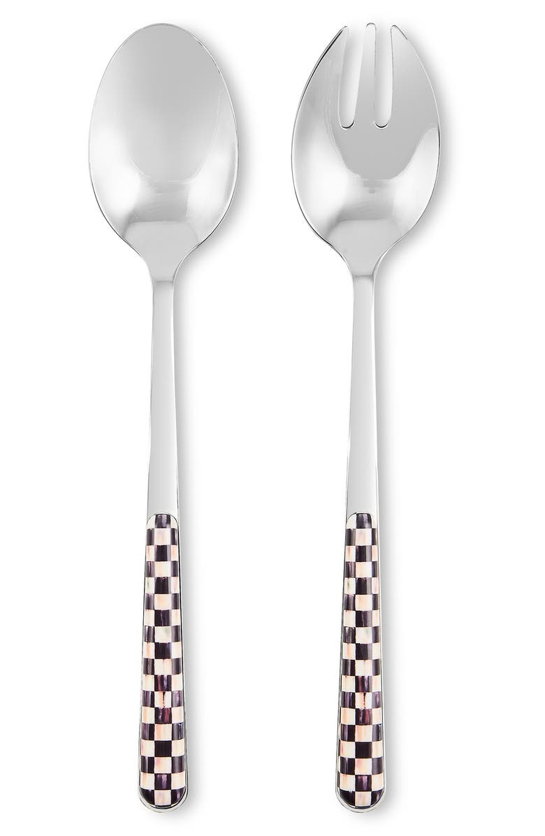 MACKENZIE CHILDS Courtly Check Bistro Salad Serving Set, Main, color, Black