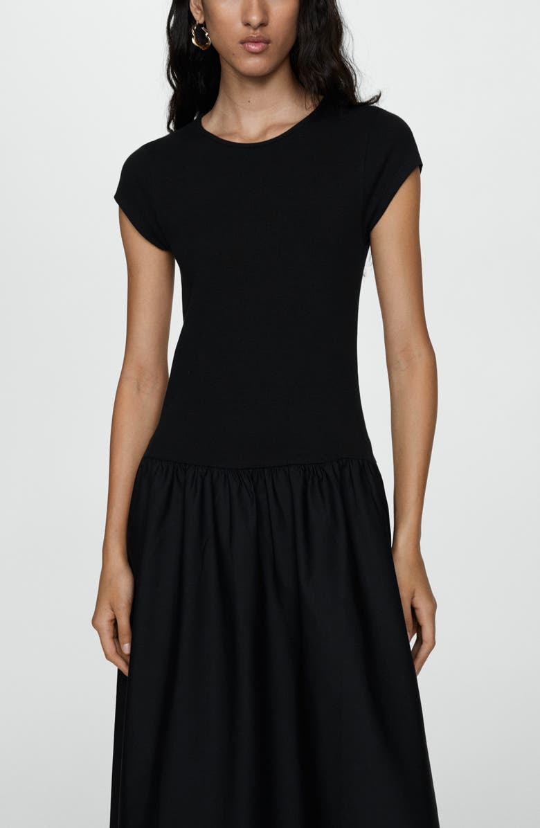 MANGO Mixed Media Fit & Flare T-Shirt Dress, Alternate, color,