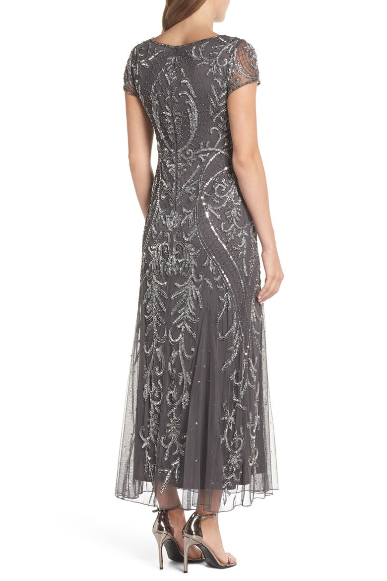Embellished Mesh Gown, Alternate, color, SMOKE