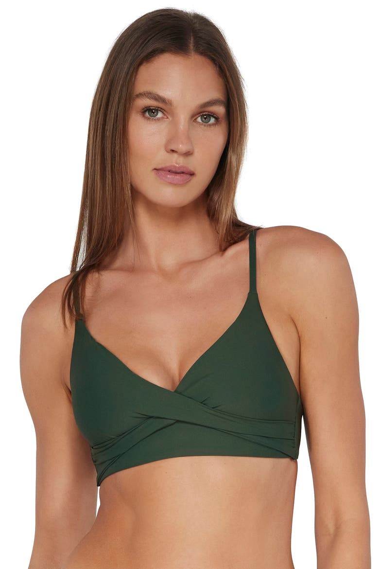 Lyla Bralette Bikini Swimsuit Top, Alternate, color, Island Green